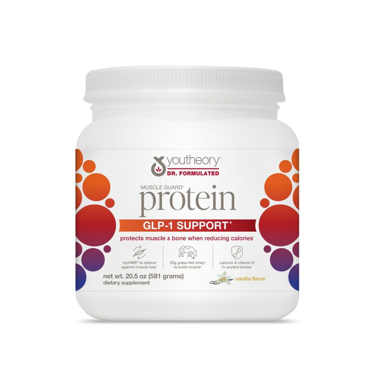 Youtheory Muscle Guard Protein Glp 1 Support Whey Protein Powder Supplement for Glp 1 Users Supports Muscle and Bone 20.5 Ounce Powder