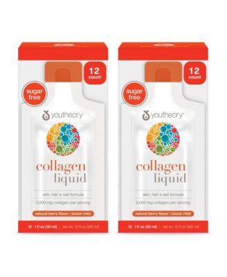 Collagen Liquid for Hair Skin and Nails with Collagen Peptides and Amino Acids, Berry Flavor, 12 Single Serving Packets Pack of 2