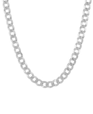 Solid Curb Chain Necklace in Sterling Silver