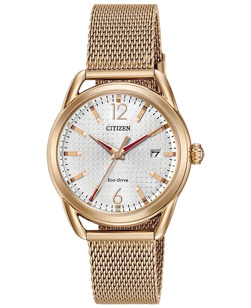 Citizen Drive From Citizen Eco Drive Women S Rose Gold Tone Stainless Steel Mesh Bracelet Watch 34mm Fe6083 72a Reviews All Fine Jewelry Jewelry Watches Macy S