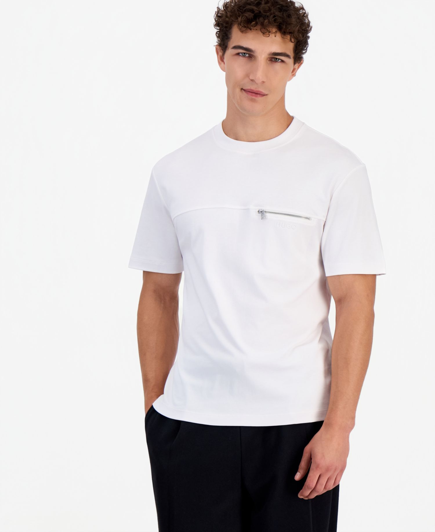 Men's Derenn Crewneck Zipper-Pocket T-Shirt