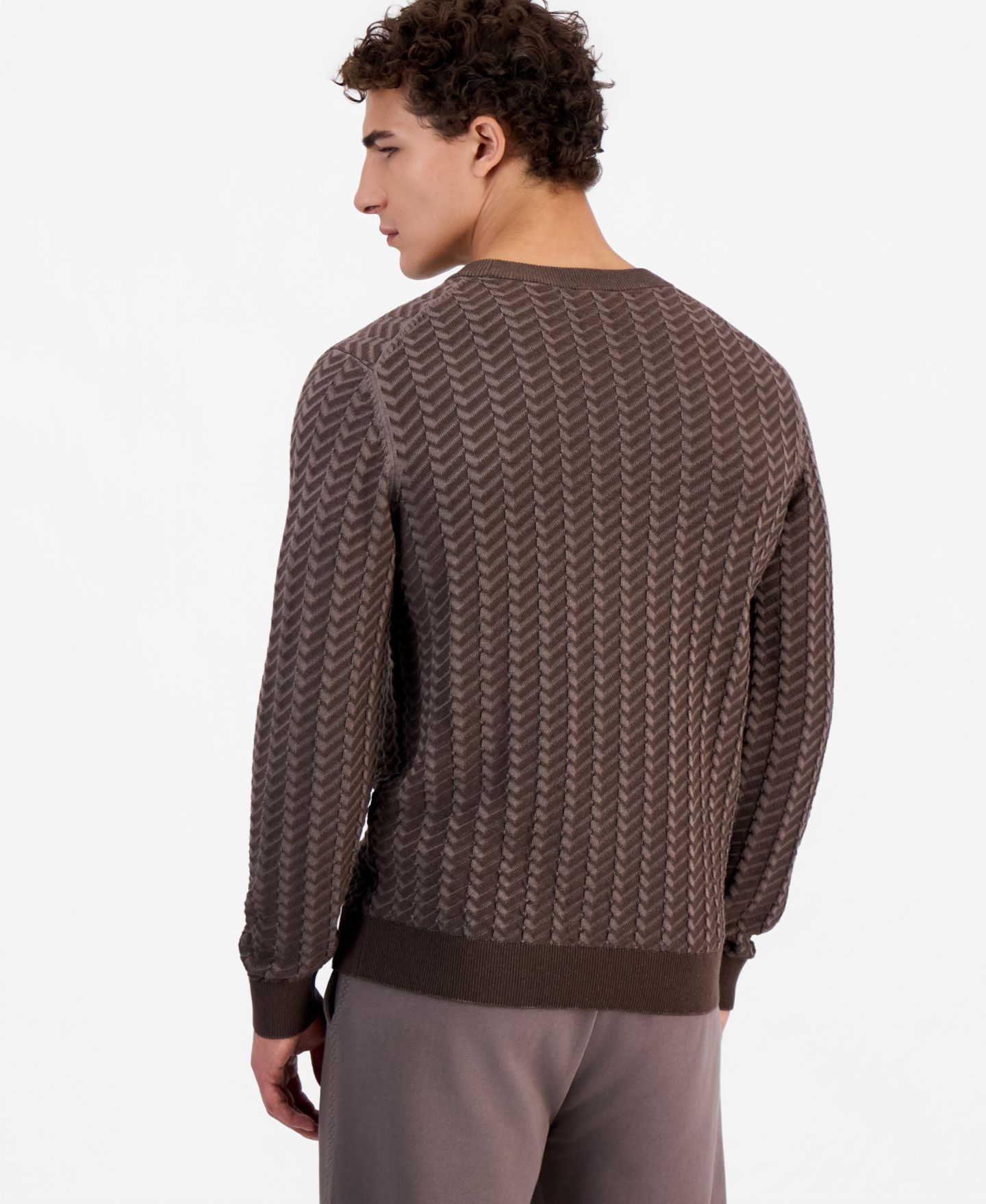 Мужской свитер Hugo Boss Simond Crewneck Cotton Structured, цвет: Rustcopper — фото 4