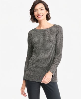 Women's Boat Neck Long-Sleeve Lurex Sweater