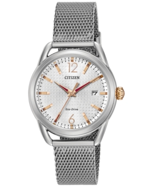 image of Citizen Drive from Citizen Eco-Drive Women-s Stainless Steel Mesh Bracelet Watch 34mm FE6081-51A