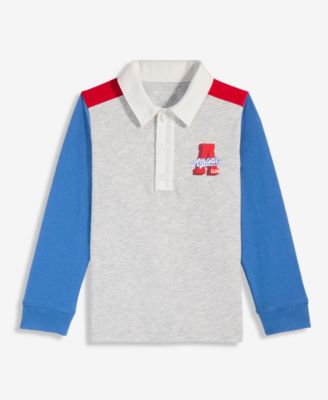Boys' and Girls' 2T-5T Hthr Rugby Long-Sleeve Henley Graphic Polo Shirt