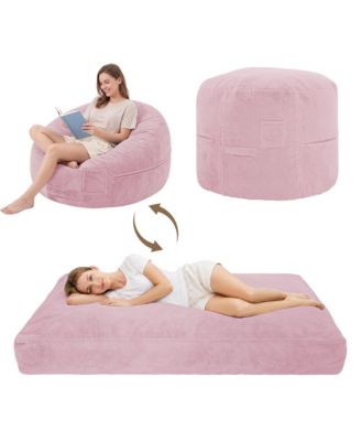 4 in 1 Bean Bag Chair for Adult, Large Beanbag with Memory Foam and Removable Cover, Oversized Ultra Soft Velvet Lazy Sofa Couch Bed