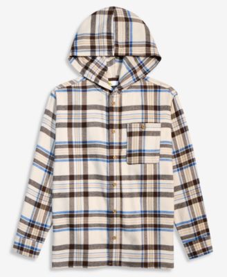 Toddler Boys' 12M-5T Plaid Hooded Flannel Shirt