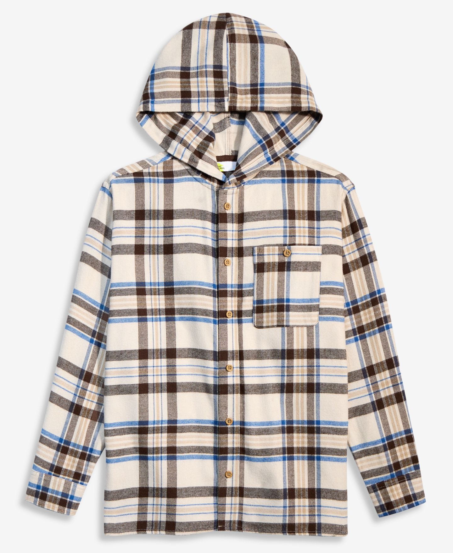 Рубашка Epic Threads Plaid Hooded Flannel для мальчиков-малышей, цвет: Travertine — фото 1