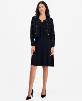 Petite Long-Sleeve Colorblock Scoop-Neck Sweater Dress