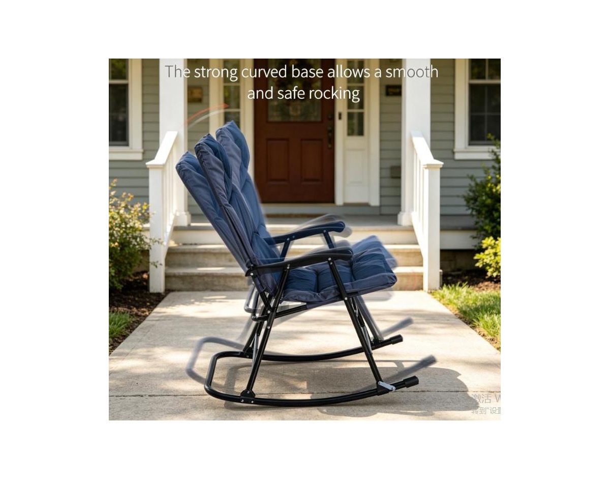 Mountaintop 2 Piece Outdoor Patio Furniture Set Folding Padded Rocking Chairs Bistro Style for Porch Camping Balcony