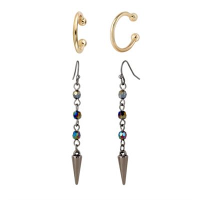 Rumi Ear Cuff and Drop Earrings Set Official License, Gold-Tone Cuffs and Black Earrings