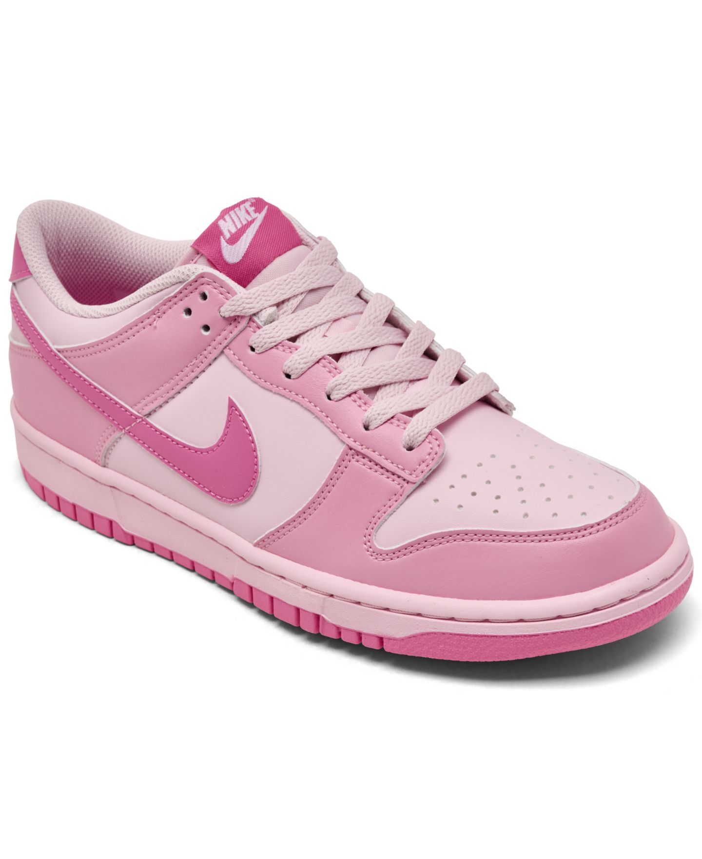 Детские кроссовки Nike Big Kids' Dunk Low Lifestyle, цвет: Розовый / Белый — фото 1