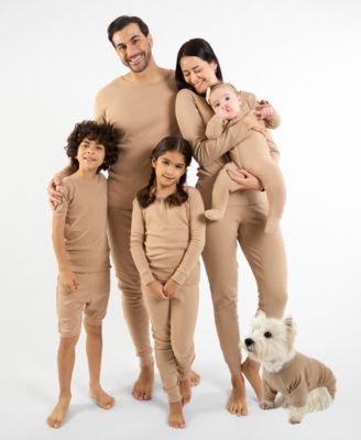 Matching Family Solid Beige Cotton Pajamas