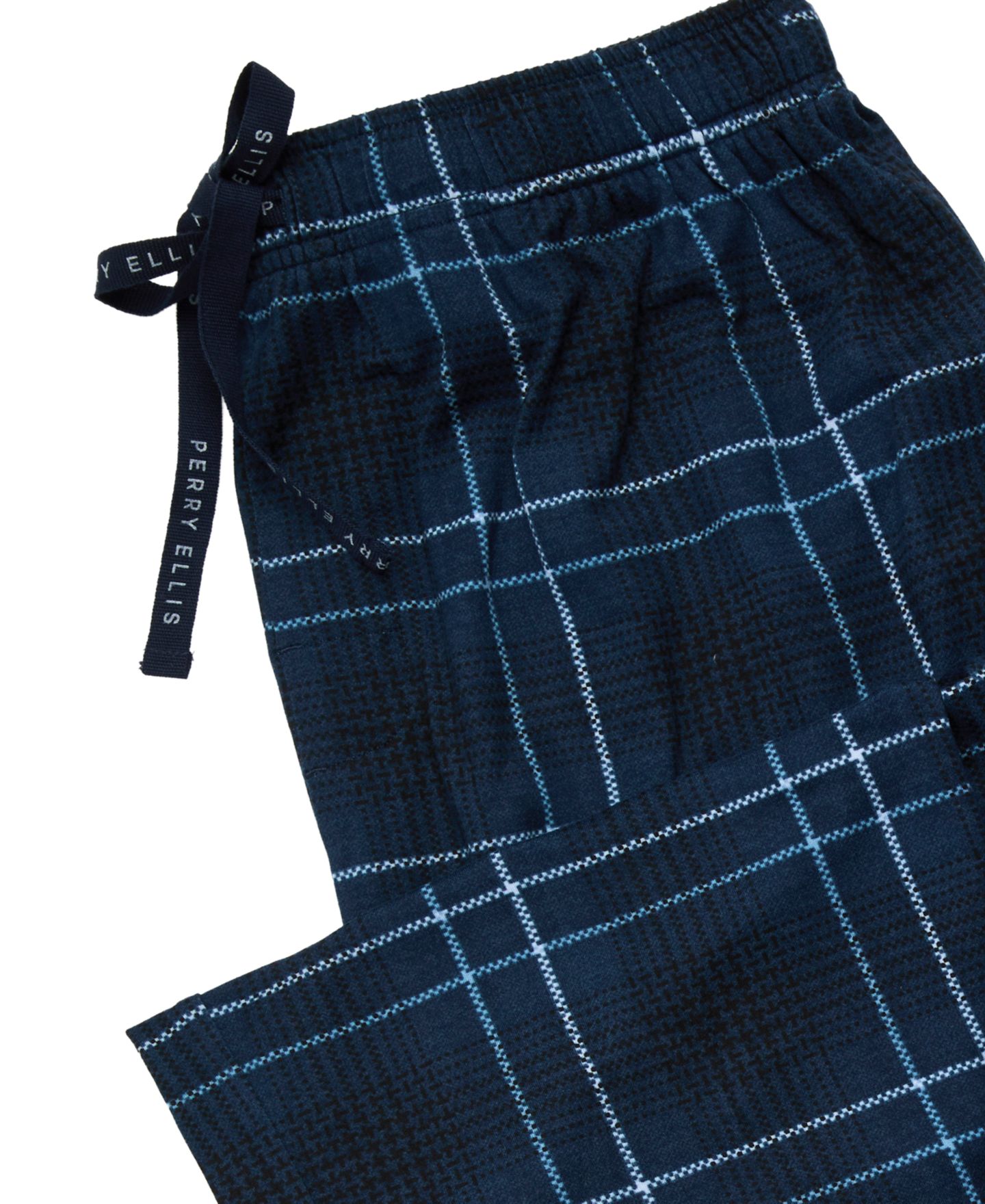 Мужской комплект Perry Ellis Portfolio: клетчатая футболка с коротким рукавом и штаны, цвет: Чёрный / Волчий — фото 6