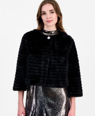 Women's 3/4-Sleeve Faux-Fur Jacket