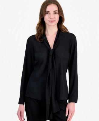 Women's Sailor Tie-Neck Long-Sleeve Blouse