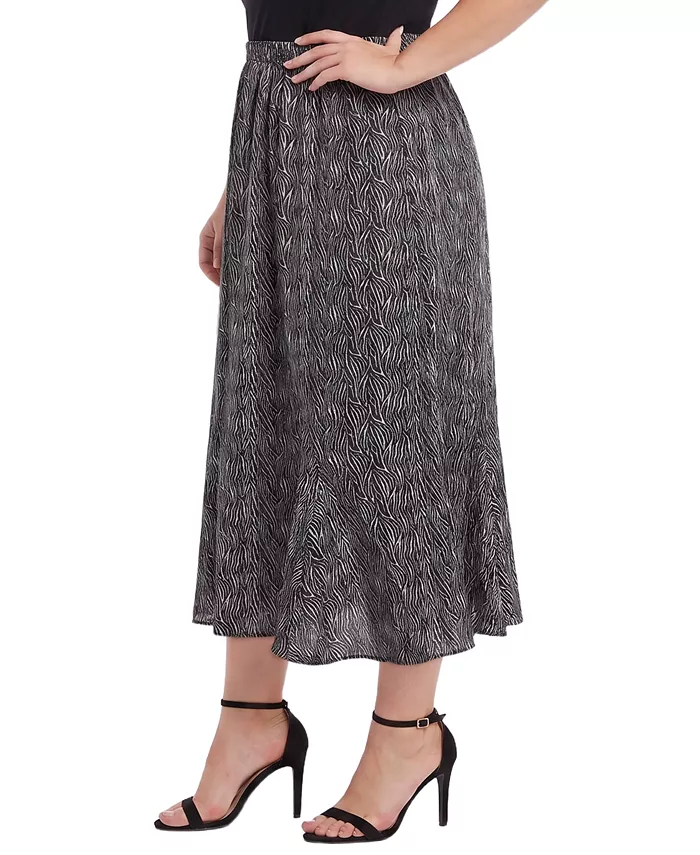 Plus Size Midi High-Waisted A-Line Skirt - thumbnail 2