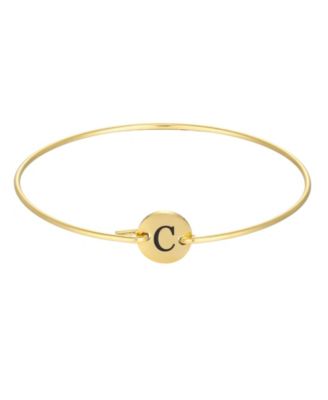 Tarnish Resistant Gold Engraved Initial Disc Cuff Bracelet