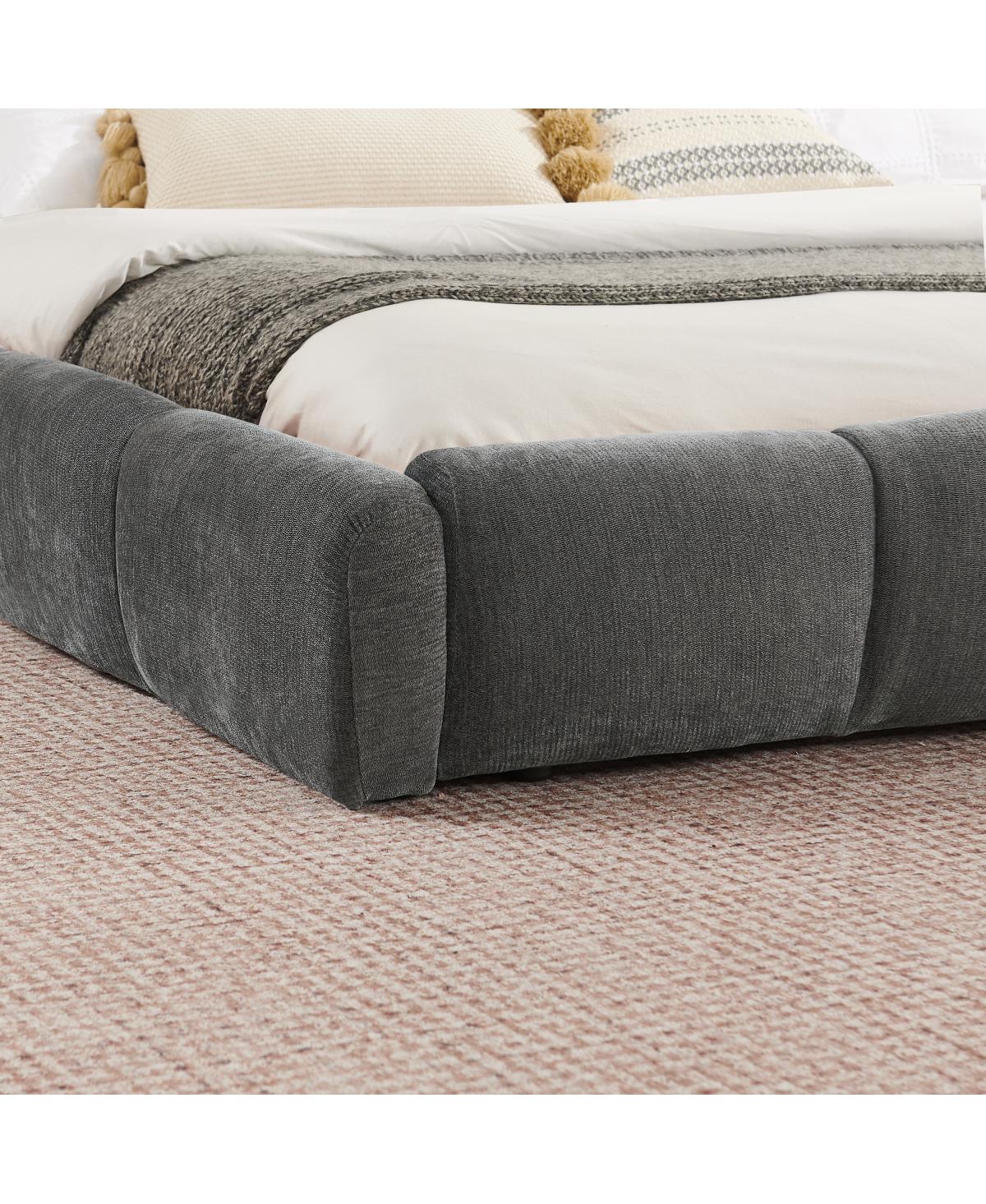Streamdale Furniture King Size Elegant Chenille Upholstered Platform Bed Frame