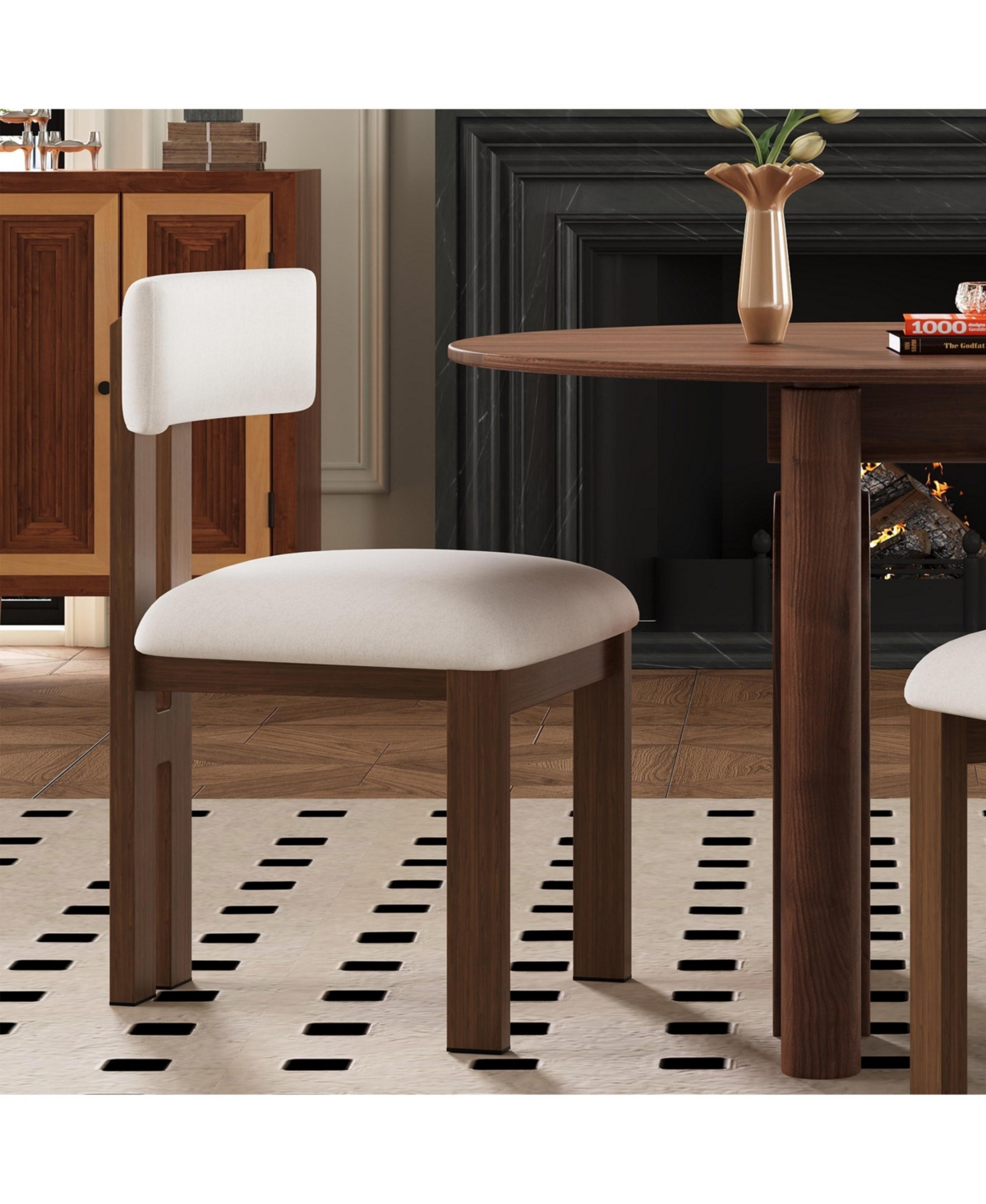 Flynama Set of 2 Upholstered Armless Dining Chairs with Metal Legs, Modern Dining Room Chairs
