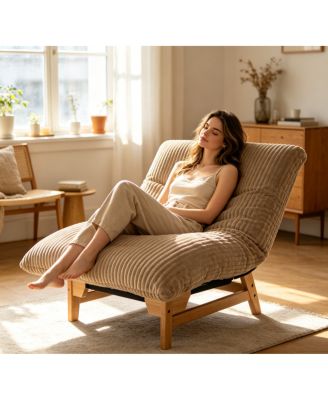 Corduroy Bean Bag Chair for Adults, Armless Lazy Sofa with Backrest