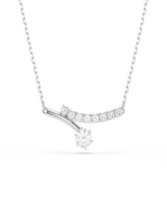 Sterling Silver-Plated White Crystals Necklace
