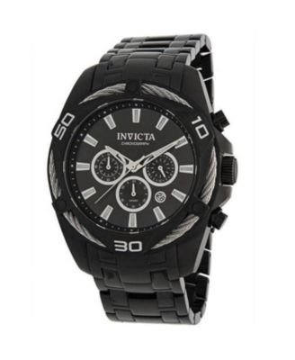 Bolt 34136 Men's 50mm Quartz Chronograph Watch - Black Dial, Black Stainless Steel Bracelet