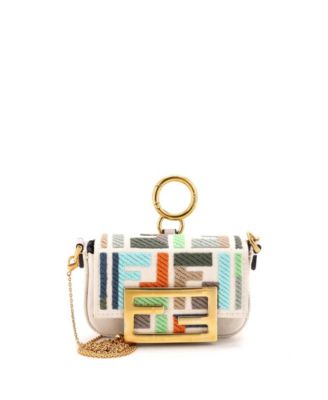 Nano Chain Baguette Charm Bag Zucca Embroidered Canvas
