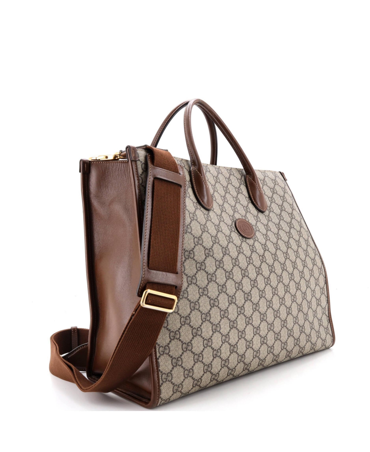 Pre-Owned Gucci Medium Structured Top Handle Open Tote Gg Coated Canvas