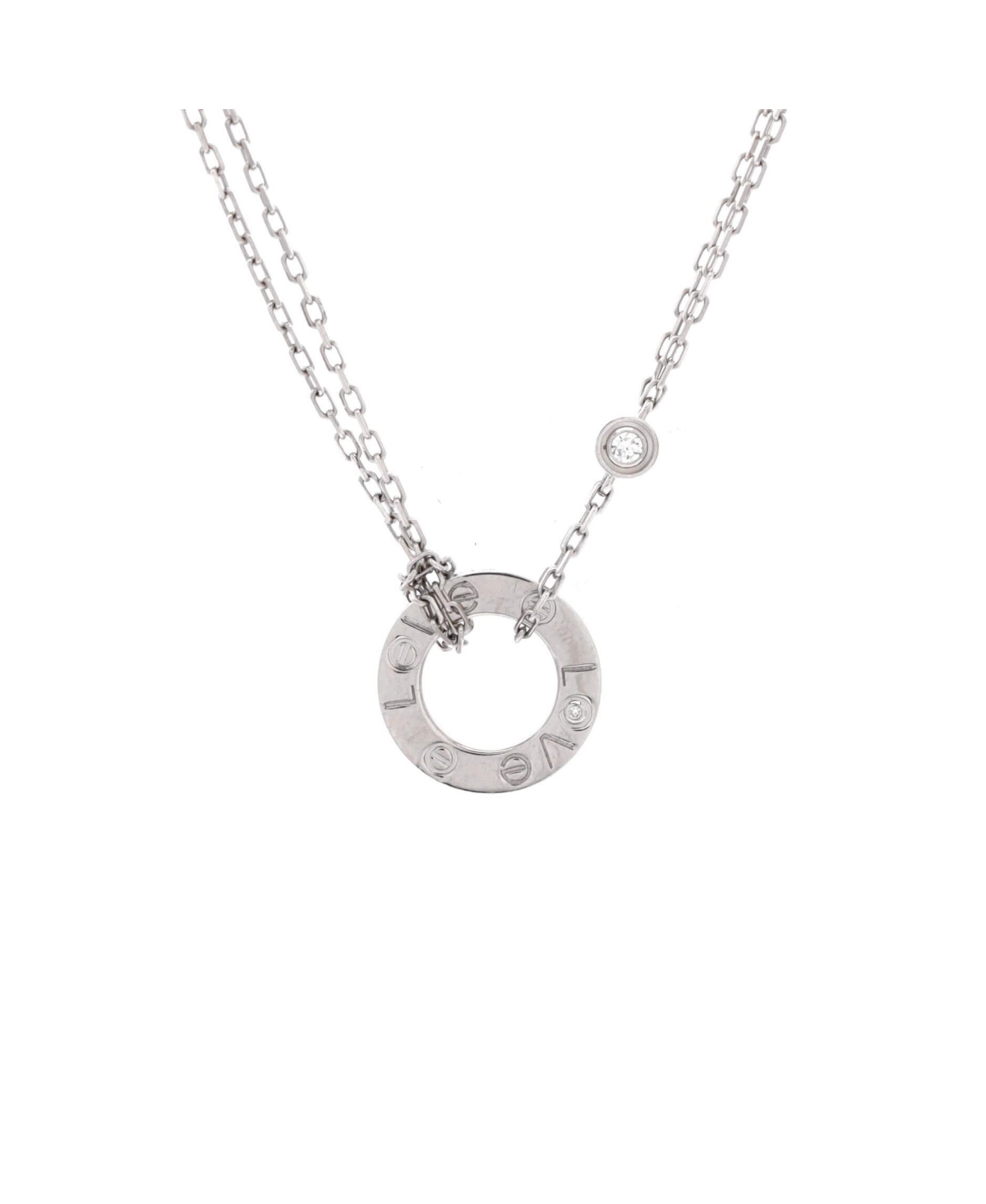 Pre-Owned Cartier 2 Diamonds Love Pendant Necklace - 18k white gold