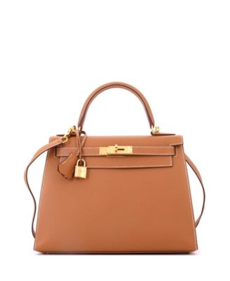 Pre-Owned Hermes Kelly 28 Handbag Brown Epsom with Gold Hardware