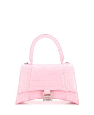 Small Hourglass Top Handle Bag Embossed Leather