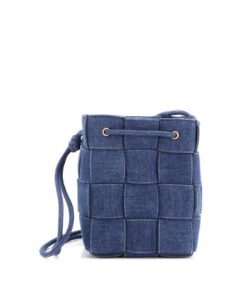 Small Cassette Bucket Bag Maxi Intrecciato Denim