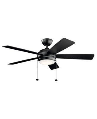 52" Starkk Satin Black Modern Pull Chain LED Ceiling Fan