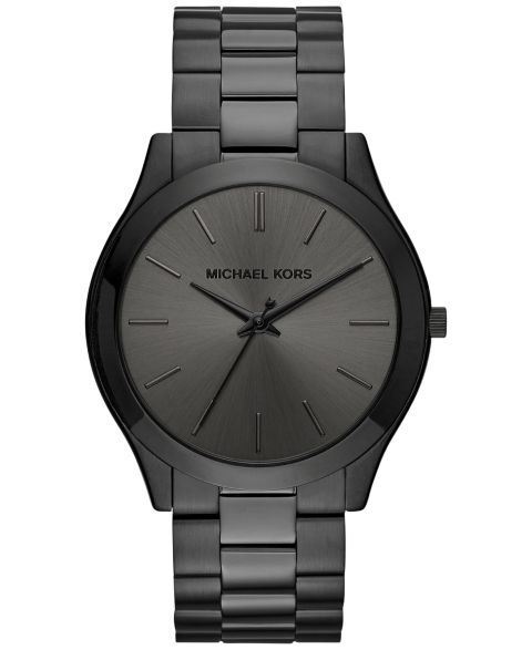 Часы Michael Kors Unisex Slim Runway Ion-Plated Stainless Steel Bracelet Watch 44mm, цвет: Чёрный