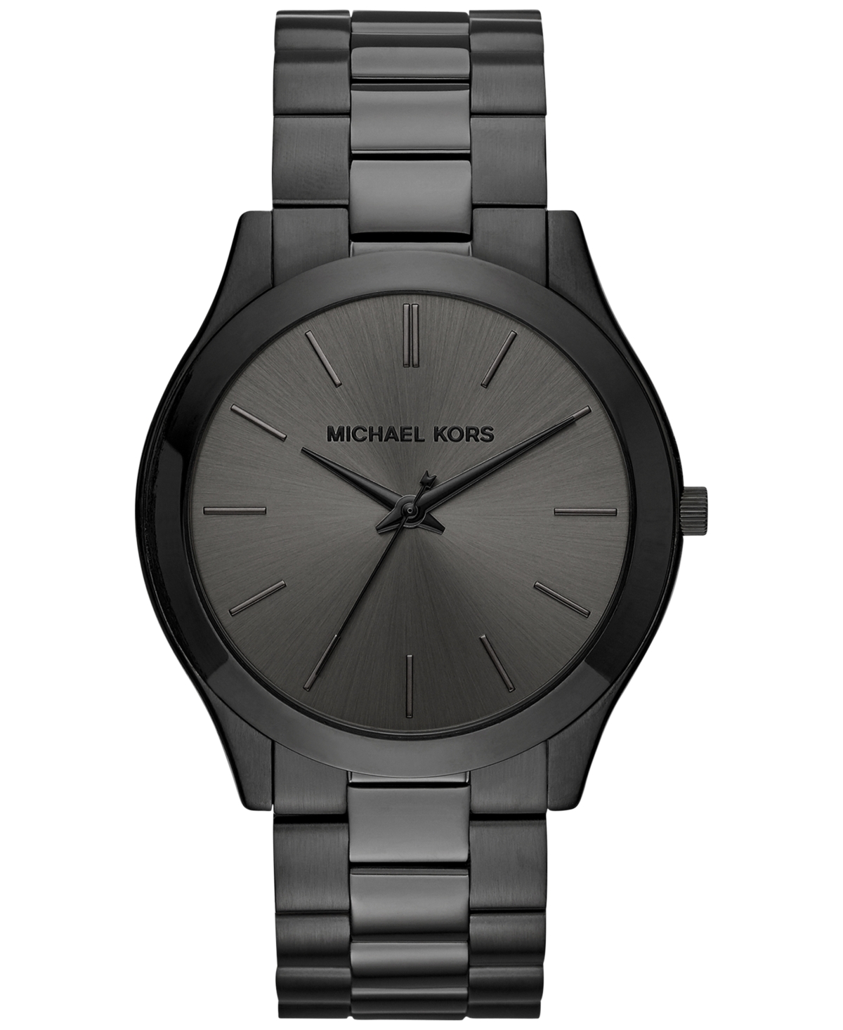 Michael Kors Unisex Slim Runway Ion-plated Stainless Steel Bracelet Watch 44mm In Black,black