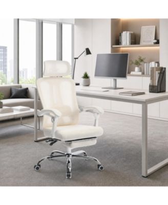 Office Chair Ergonomic High Back Mesh with Adjustable Headrest Lumbar Support Retractable Footrest 350 lbs Capacity Swivel Desk Chair for Home Office