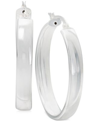 Large U-Shaped Oval Hoop Earrings – 925 Sterling Silver Plated, 70mm Size, Includes Bag