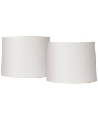 Set of 2 Drum Lamp Shades White Medium 13" Top x 14" Bottom x 10" High Spider with Replacement Harp and Finial Fitting