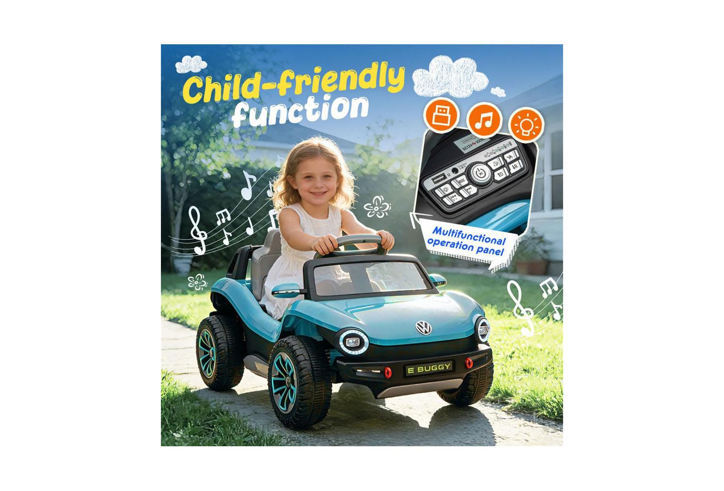 Детская игрушка YOBTOP 12V Beetle Kids Ride On Electric Car - 2.4G Parental Remote Control, Cute Curvy Body, 2WD 4-Wheel Suspension For Kids 3-5, цвет: Синий — фото 4