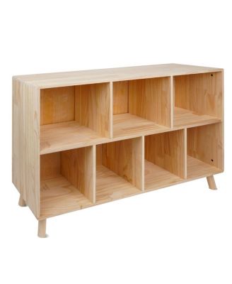 Pine Wood 7-Cube Bookshelf and Storage Organizer