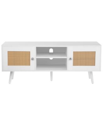 Rattan TV Console with Adjustable Shelves, Media Cabinet Stand for Living Room & Bedroom
