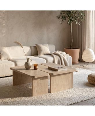 Modular Travertine Coffee Table Set of 2