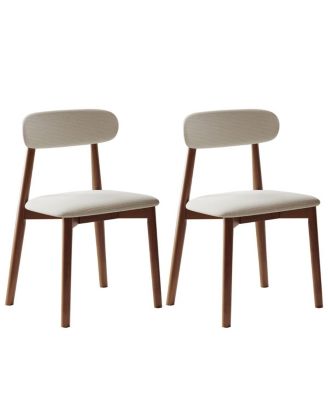  Solid Wood Chenille Dining Chairs Set of 2