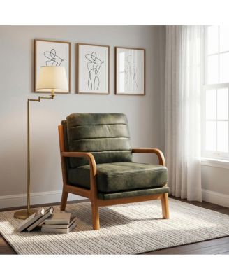  Solid Wood Accent Chair with Foil Fabric and Memory Foam Cushion