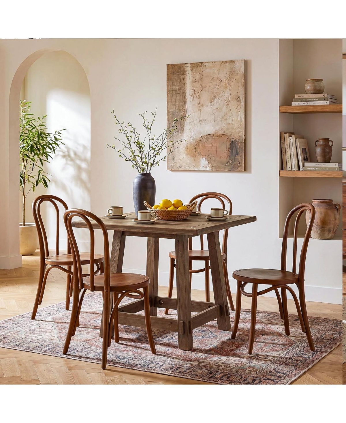 Tribesigns Solid Wood Square Dining Table for 4, Farmhouse