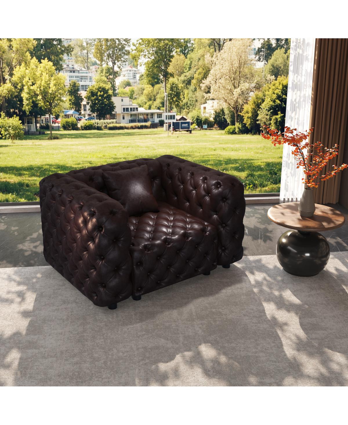 Streamdale Furniture 48.4" Modern Faux Leather Modular 1-Seater Sofa with Pillow
