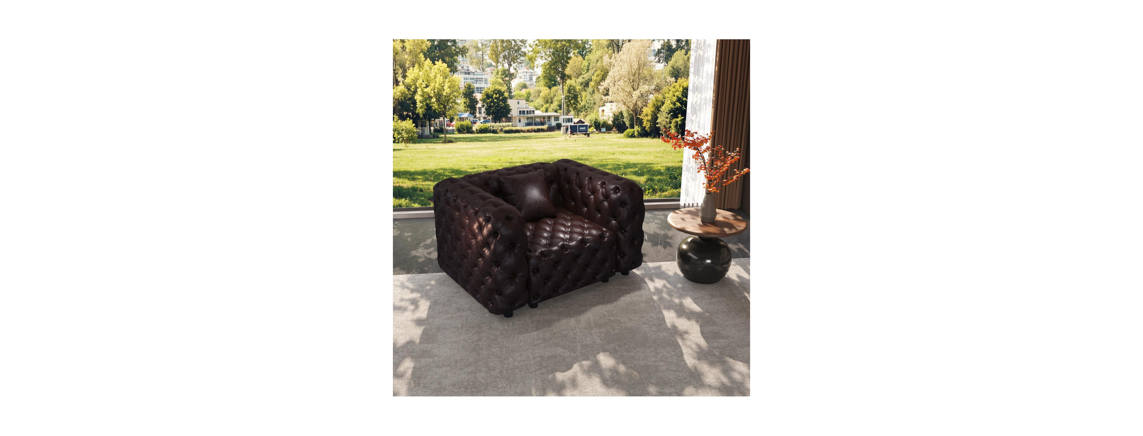 Streamdale Furniture 48.4" Modern Faux Leather Modular 1-Seater Sofa with Pillow