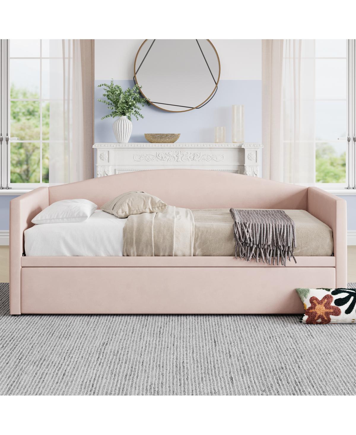 Streamdale Furniture Twin Daybed with Pop-Up Trundle - Pink