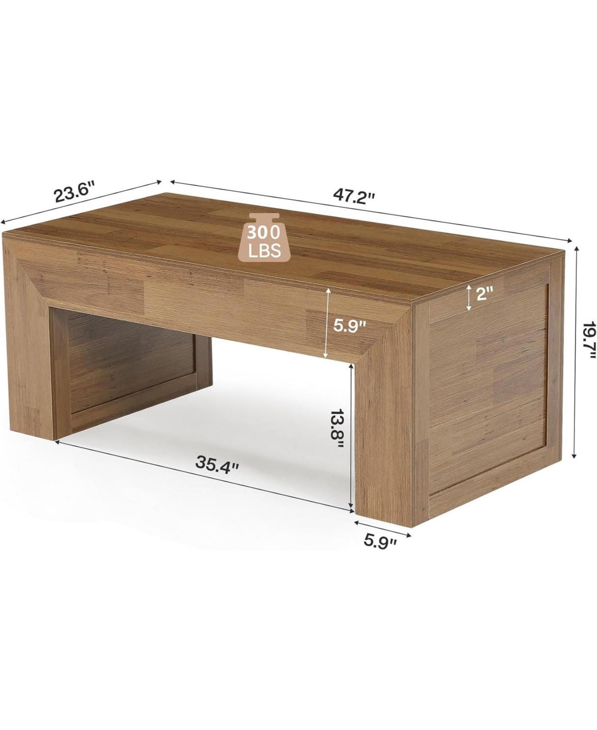 Tribesigns 47-Inches Farmhouse Coffee Table, Wooden Rectangular Center Table with Thick Base